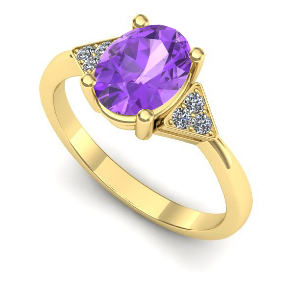Inel din aur galben cu ametist