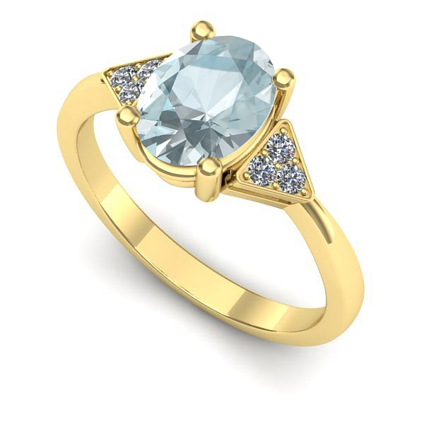 Inel de logodna din aur galben cu aquamarin