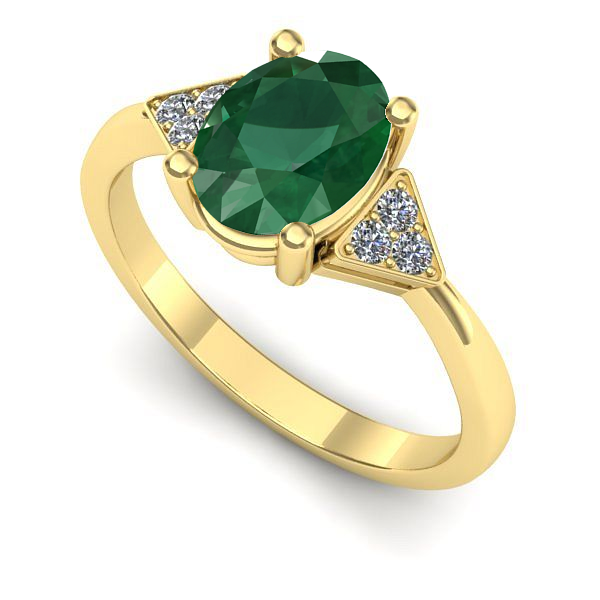 Inel logodna din aur galben cu smarald