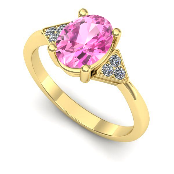 Inel din aur galben cu safir roz