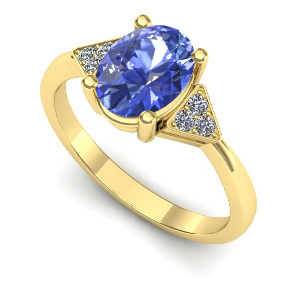 Inel logodna din aur galben cu tanzanit