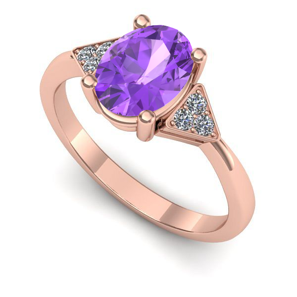 Inel din aur roz cu ametist