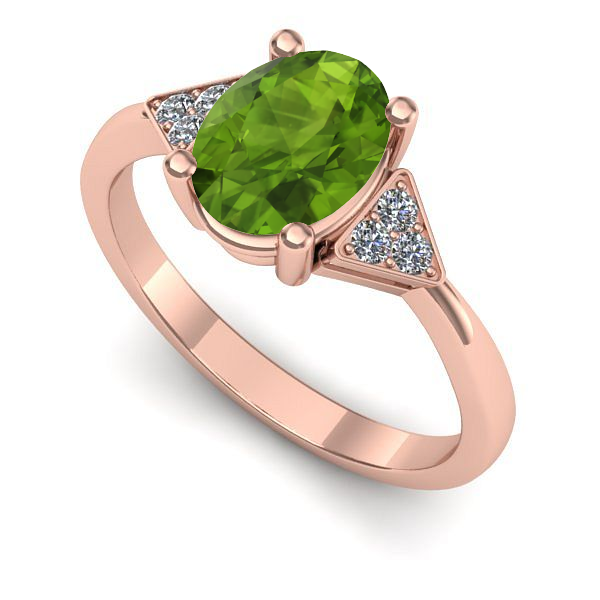 Inel din aur roz cu peridot