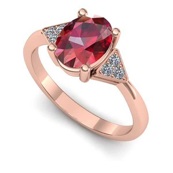 Inel din aur roz cu rubin