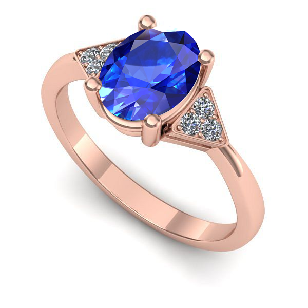 Inel din aur roz cu safir