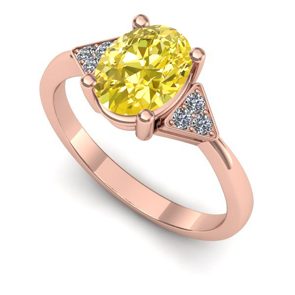 Inel din aur roz cu safir galben