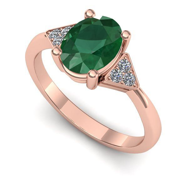 Inel logodna din aur roz cu smarald