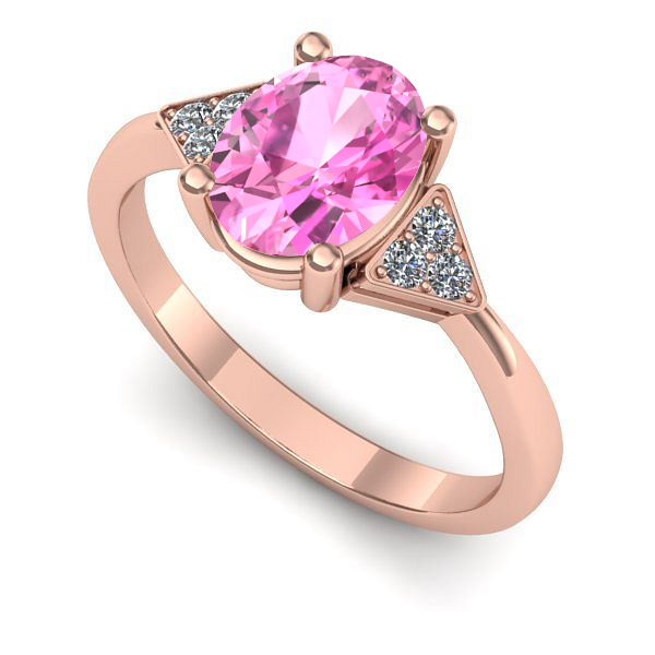 Inel de logodna din aur roz cu safir roz