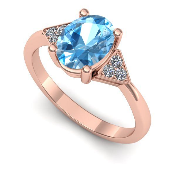 Inel de logodna din aur roz cu topaz blue