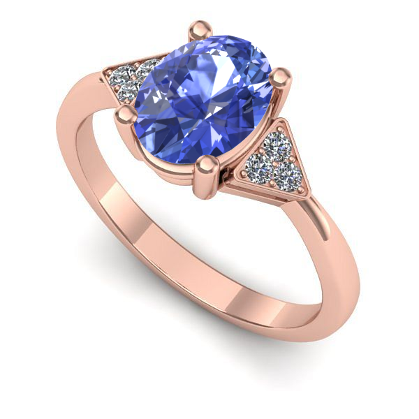 Inel din aur roz cu tanzanit