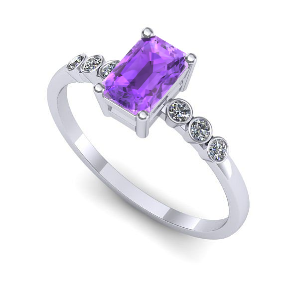 Inel de logodna din aur alb cu ametist