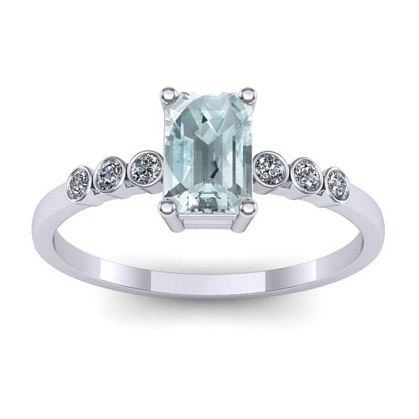Inel de logodna cu aquamarin dreptunghiular