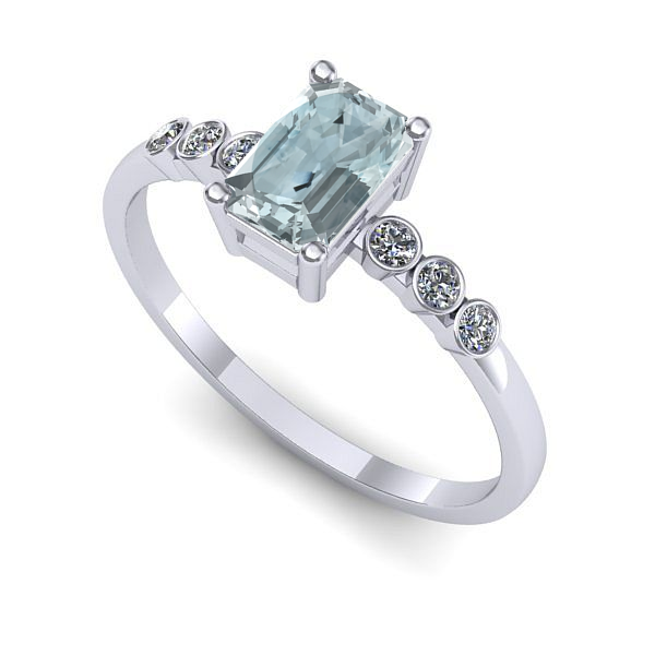 Inel de logodna din aur alb cu aquamarin