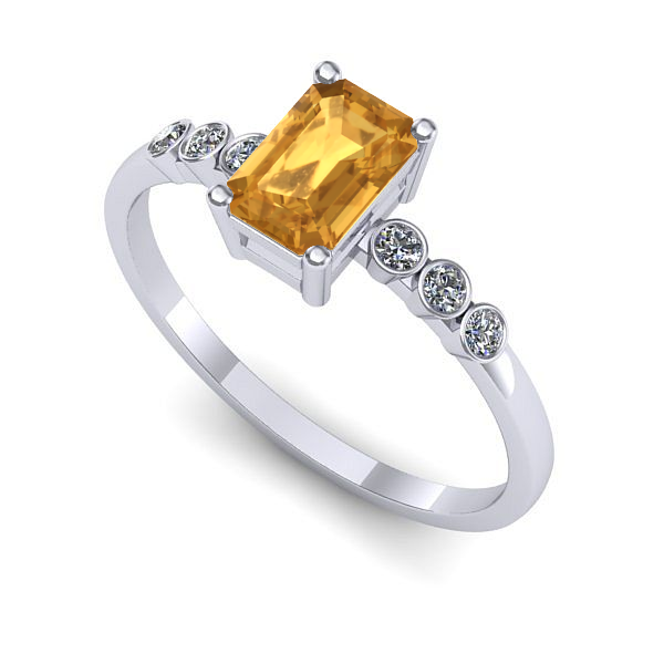 Inel logodna din aur alb cu citrin