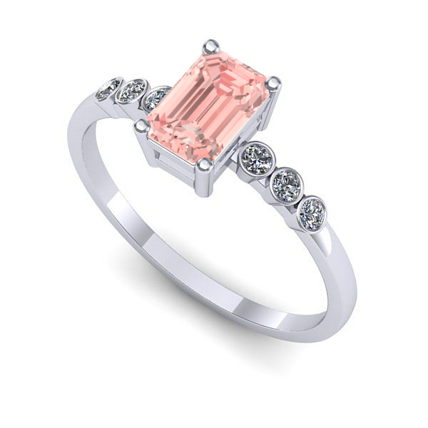 Inel de logodna din aur alb cu diamant de laborator roz