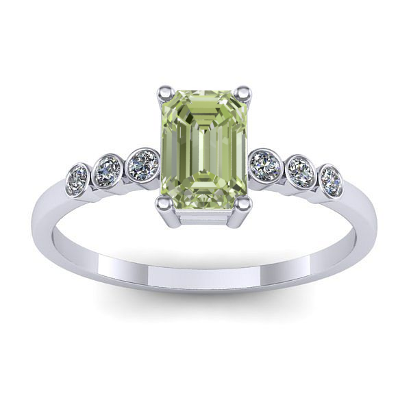 Inel cu diamant de laborator verde dreptunghiular