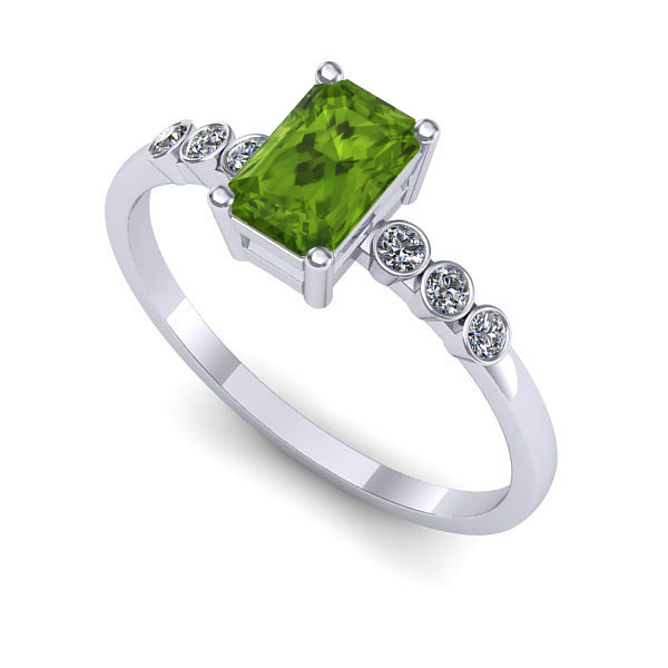 Inel de logodna din aur alb cu peridot