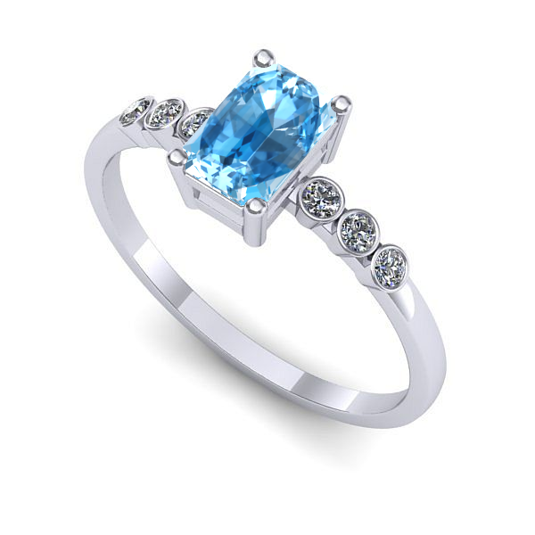 Inel logodna din aur alb cu topaz blue
