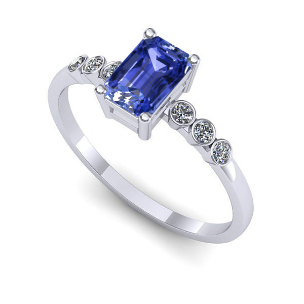 Inel din aur alb cu tanzanit