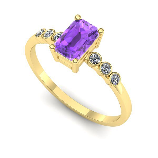 Inel de logodna din aur galben cu ametist