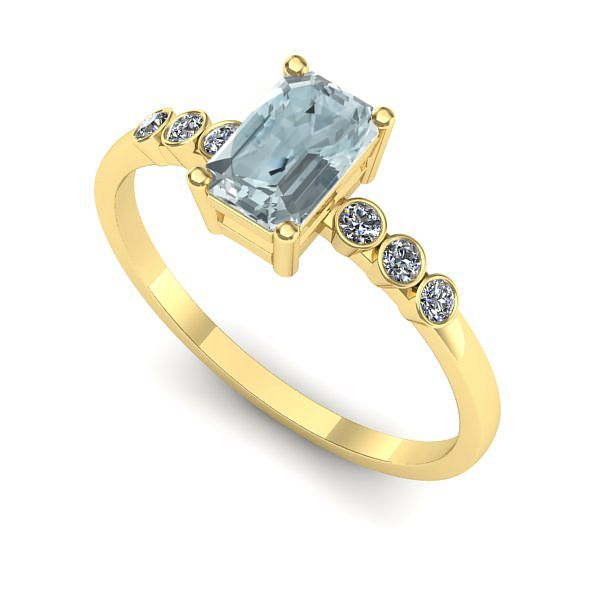 Inel de logodna din aur galben cu aquamarin