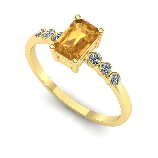 Inel logodna din aur galben cu citrin