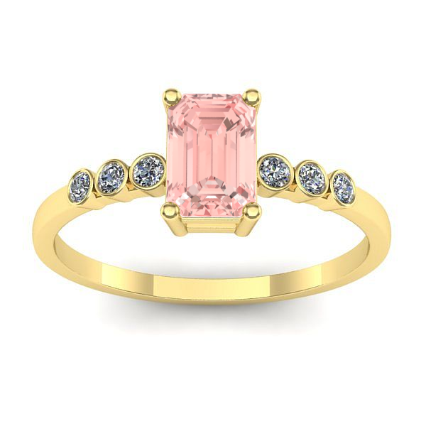 Inel de logodna cu diamant de laborator roz dreptunghiular