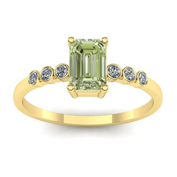 Inel logodna cu diamant de laborator verde dreptunghiular