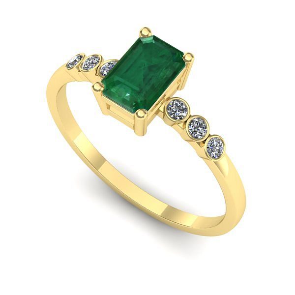 Inel de logodna din aur galben cu smarald