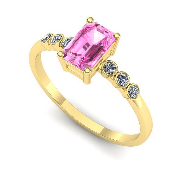 Inel de logodna din aur galben cu safir roz