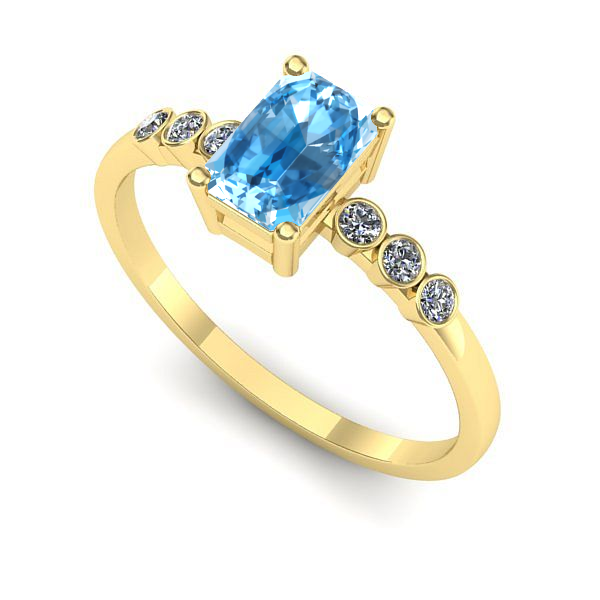 Inel logodna din aur galben cu topaz blue