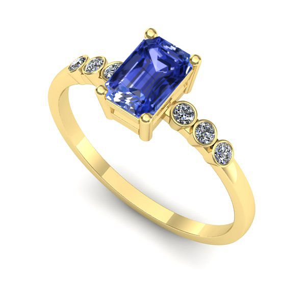 Inel de logodna din aur galben cu tanzanit