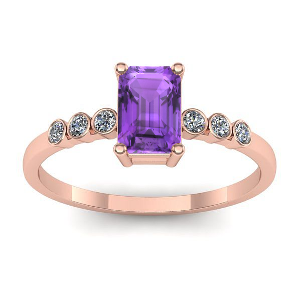 Inel de logodna cu ametist dreptunghiular