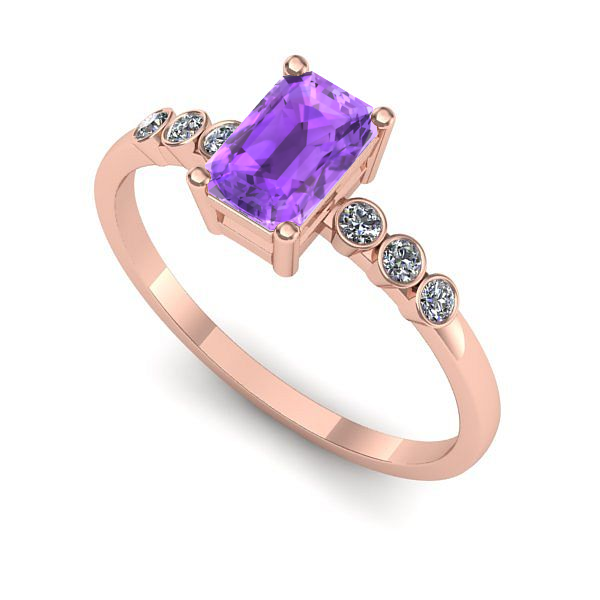 Inel din aur roz cu ametist