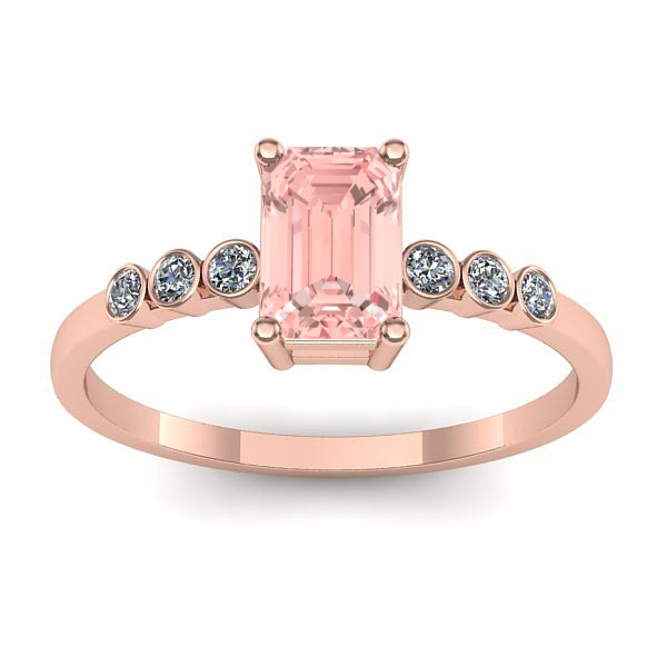 Inel logodna cu diamant de laborator roz dreptunghiular