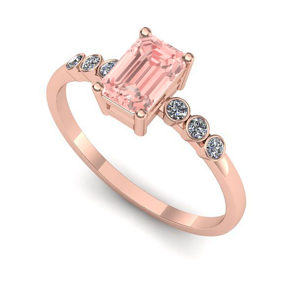 Inel din aur roz cu diamant de laborator roz