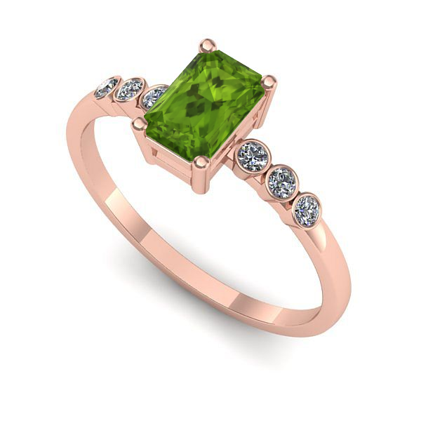 Inel din aur roz cu peridot