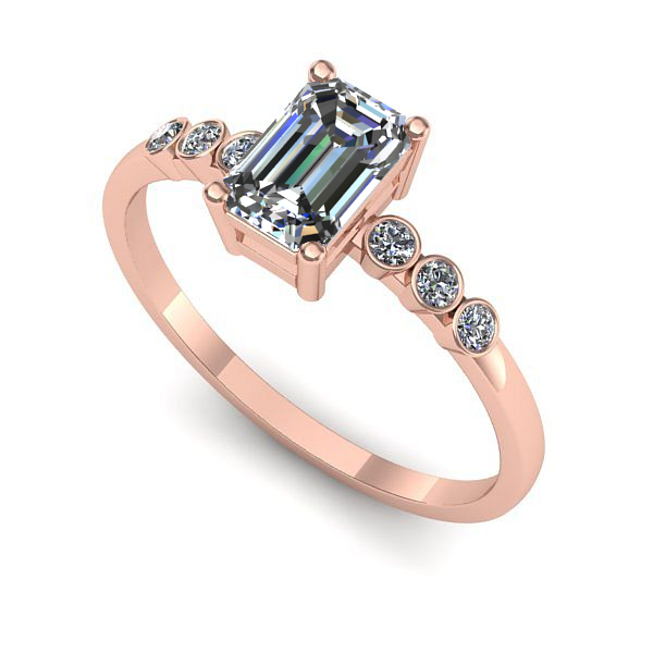 Inel de logodna din aur roz cu safir alb