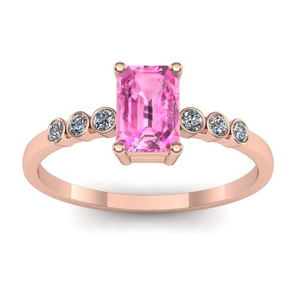 Inel logodna cu safir roz dreptunghiular