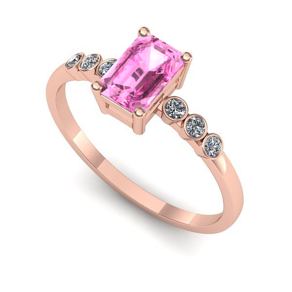 Inel de logodna din aur roz cu safir roz