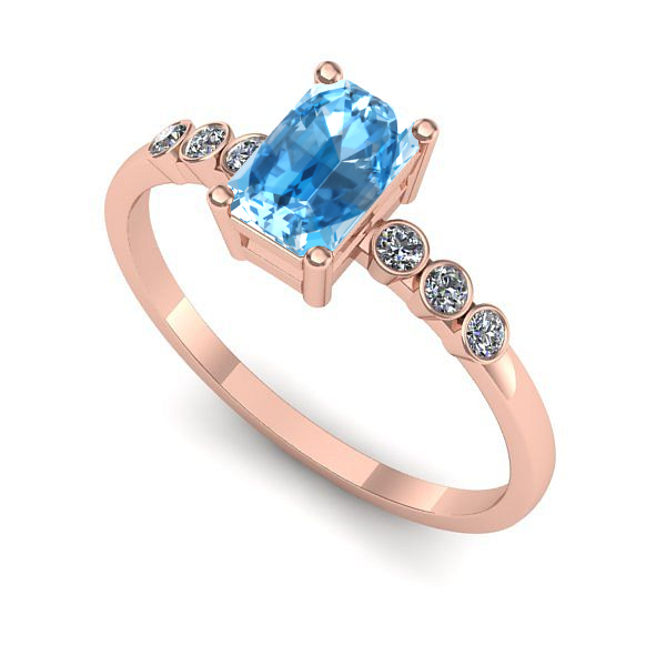 Inel de logodna din aur roz cu topaz blue