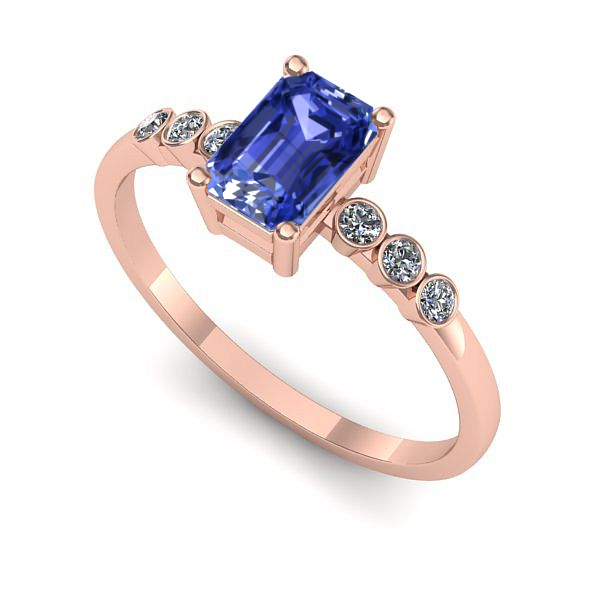 Inel din aur roz cu tanzanit