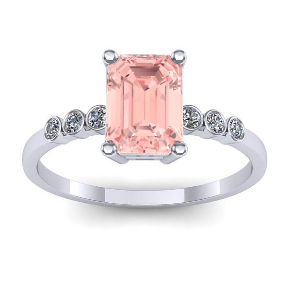 Inel de logodna cu diamant de laborator roz dreptunghiular