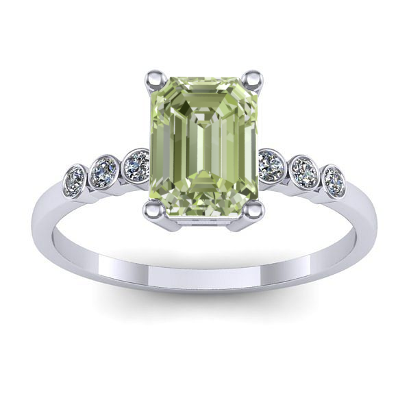 Inel de logodna cu diamant de laborator verde dreptunghiular