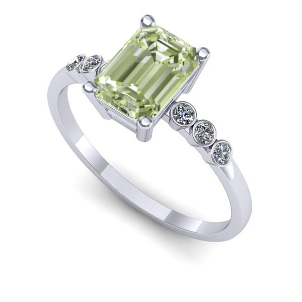 Inel logodna din aur alb cu diamant de laborator verde