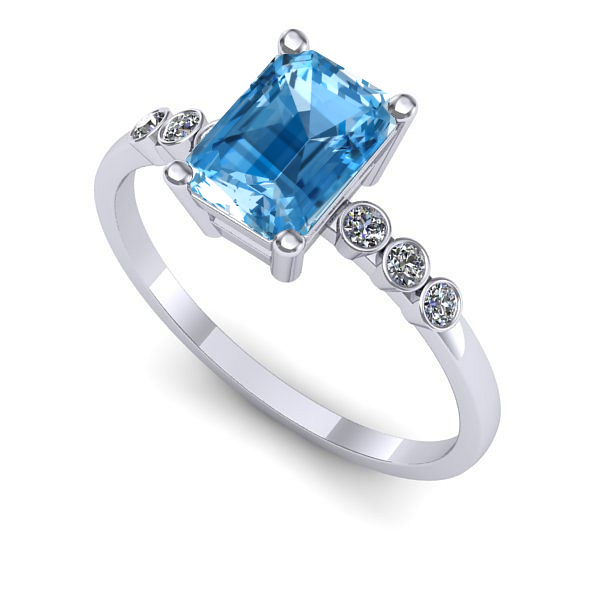 Inel din aur alb cu topaz blue