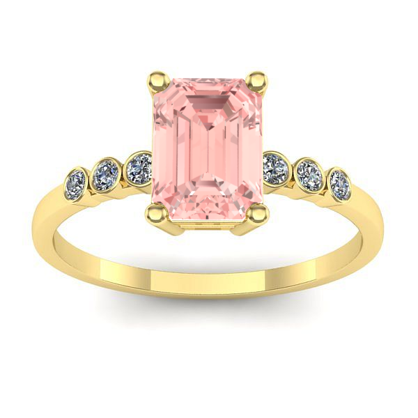 Inel cu diamant de laborator roz dreptunghiular