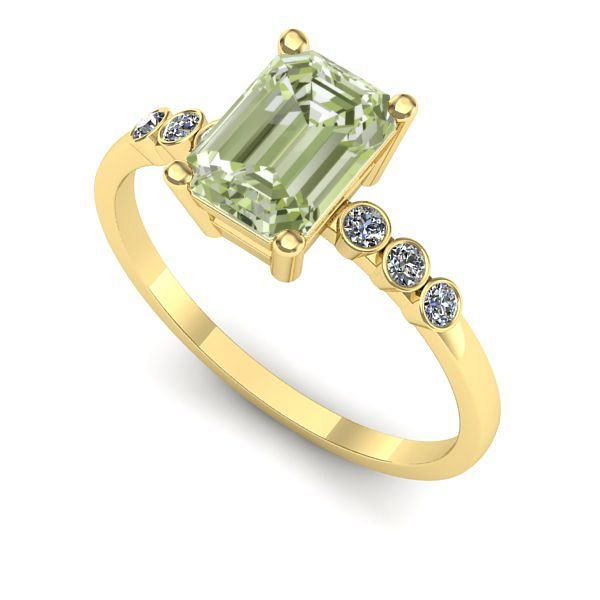 Inel din aur galben cu diamant de laborator verde
