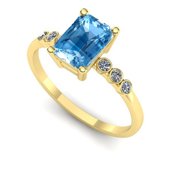 Inel din aur galben cu topaz blue