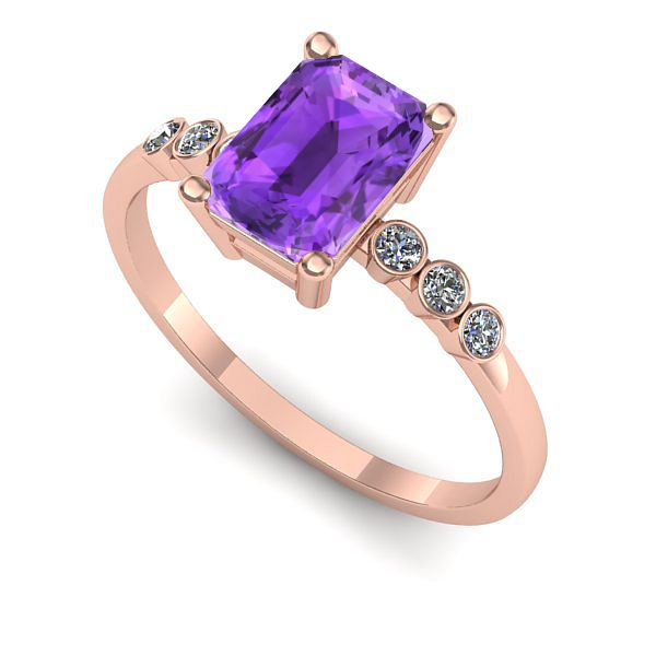 Inel logodna din aur roz cu ametist